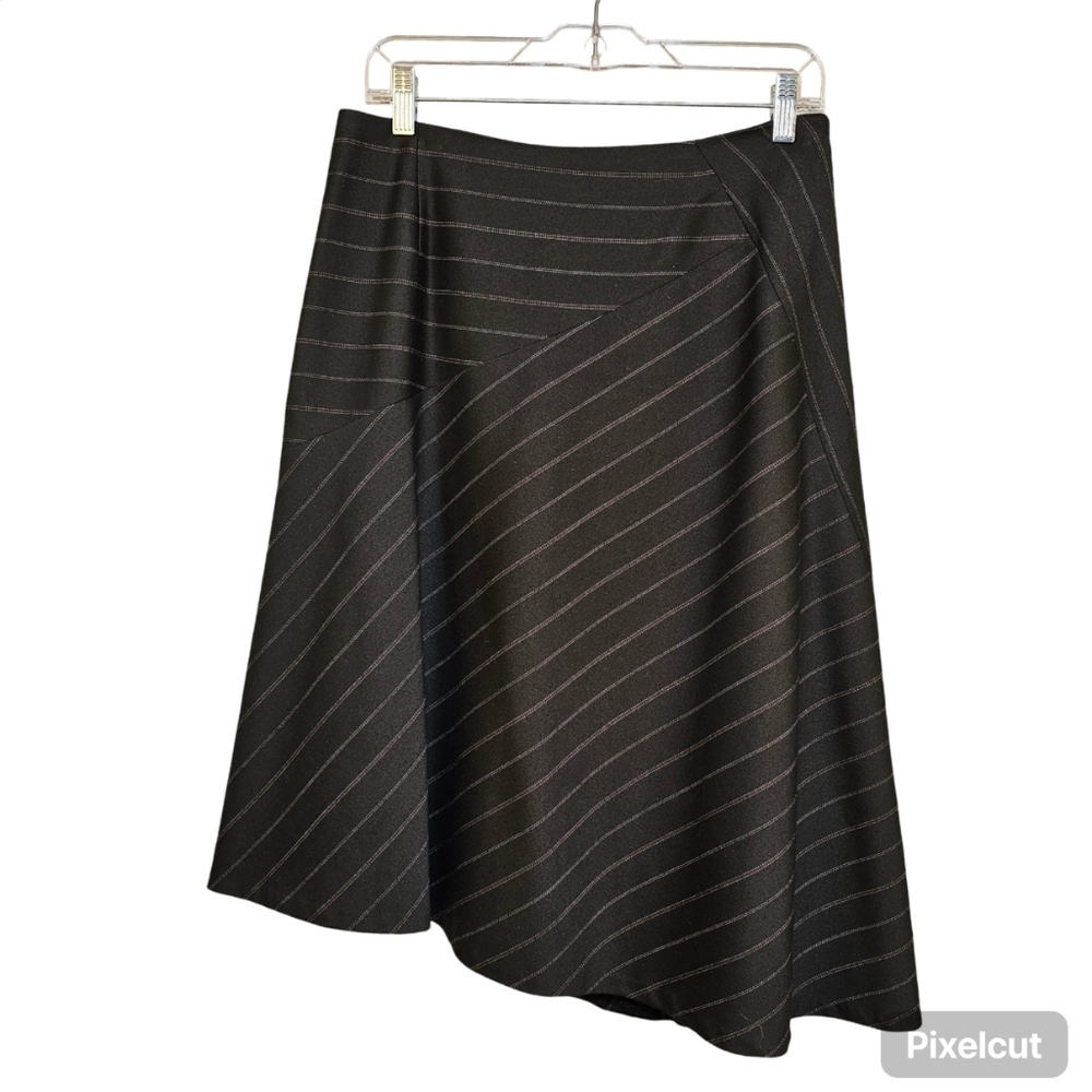 👍Nygard Collection black lined asymetric a-line winter midi skirt women size 10